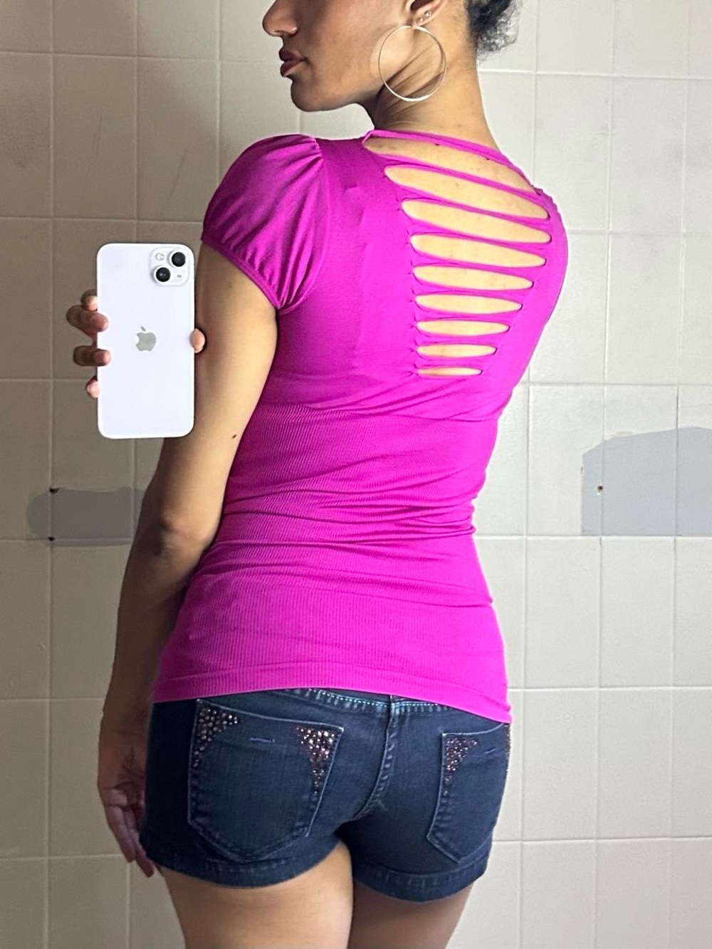 Y2K Hot Pink Strappy Back Top